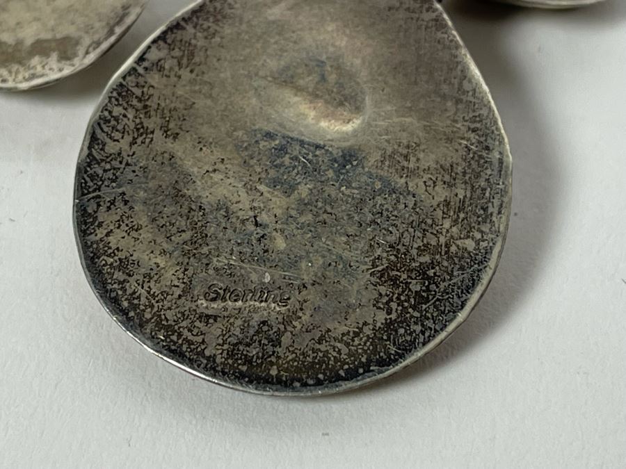 Native American Sterling Silver Coral 18' Necklace With Matching 7' Bracelet And Earrings 25.7g [Photo 14]