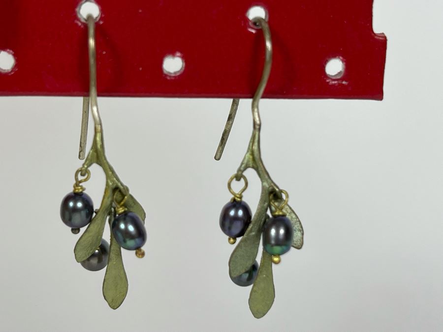 Michael Michaud Handmade Bronze With Fresh Water Pearls Olive Branch Necklace With Matching Earrings [Photo 7]