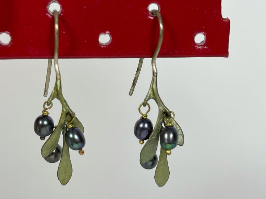 Michael Michaud Handmade Bronze With Fresh Water Pearls Olive Branch Necklace With Matching Earrings [Photo 8]