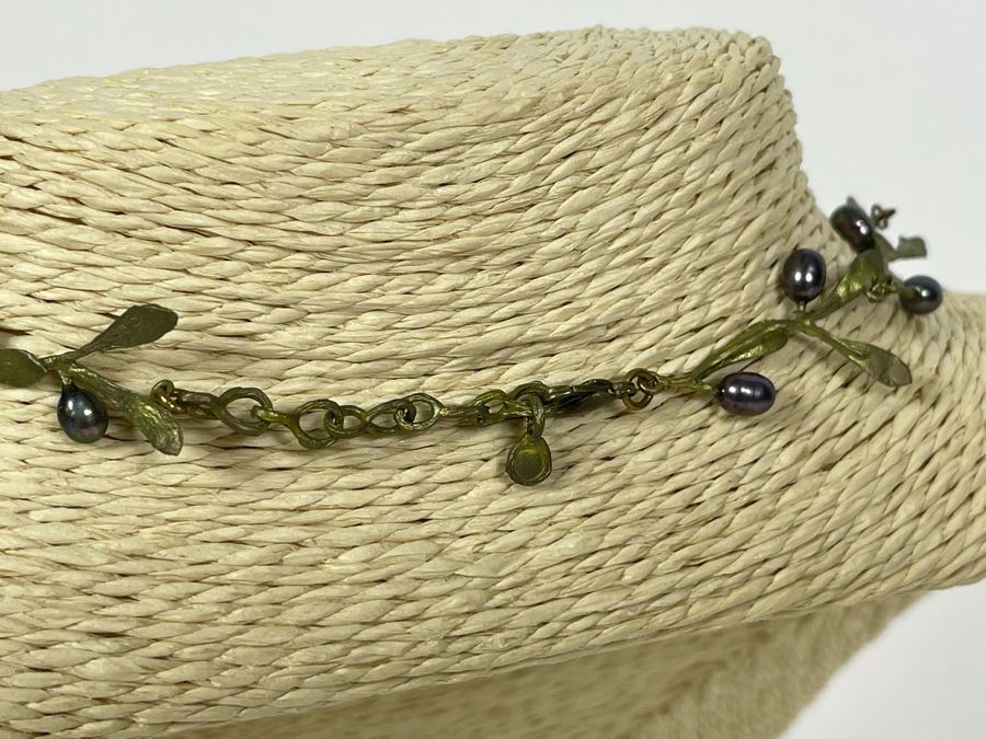 Michael Michaud Handmade Bronze With Fresh Water Pearls Olive Branch Necklace With Matching Earrings [Photo 6]