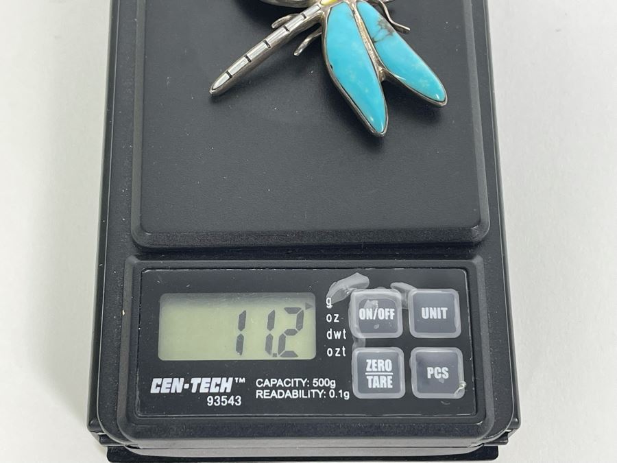 Sterling Silver Turquoise Brooch Pin 11.2g [Photo 8]
