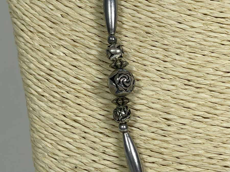 Sterling Silver Mother Of Pearl 22' Necklace 52.2g [Photo 6]