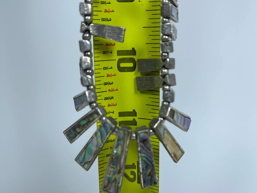 Sterling Silver Mother Of Pearl 22' Necklace 52.2g [Photo 10]