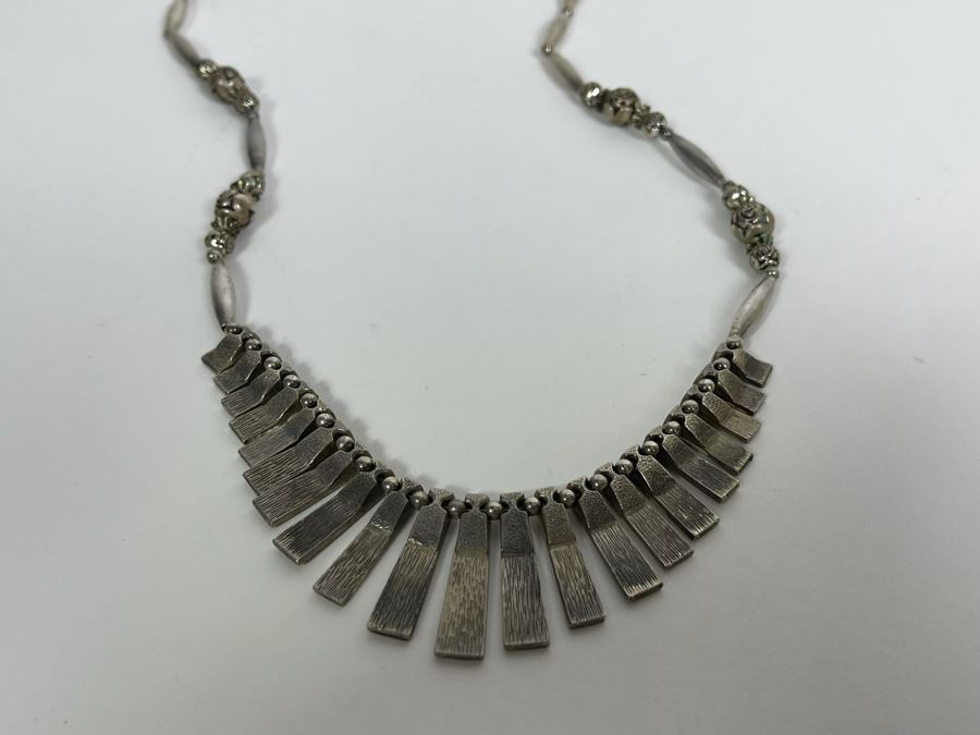 Sterling Silver Mother Of Pearl 22' Necklace 52.2g [Photo 8]