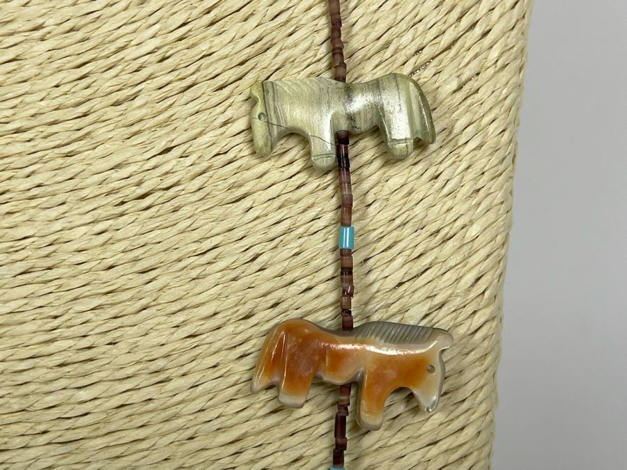 Native American Carved Stone Horse Fetish 26' Necklace [Photo 7]
