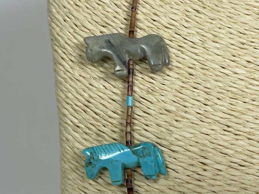 Native American Carved Stone Horse Fetish 26' Necklace [Photo 6]