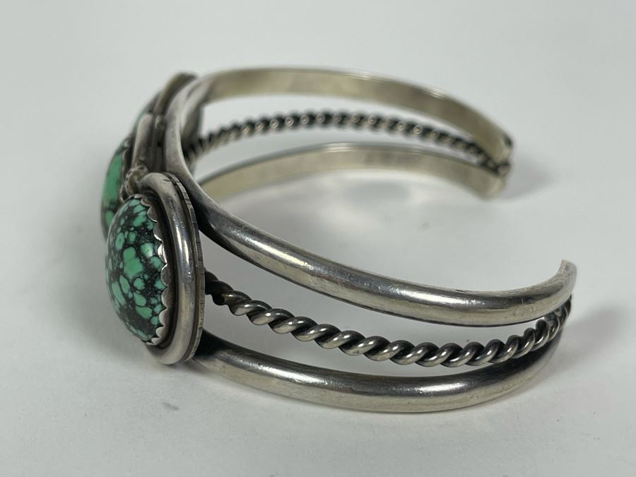 Native American Sterling Silver Turquoise Cuff Bangle 2.5W 43.4g [Photo 7]