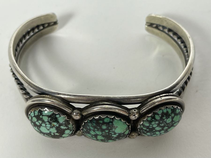 Native American Sterling Silver Turquoise Cuff Bangle 2.5W 43.4g [Photo 11]
