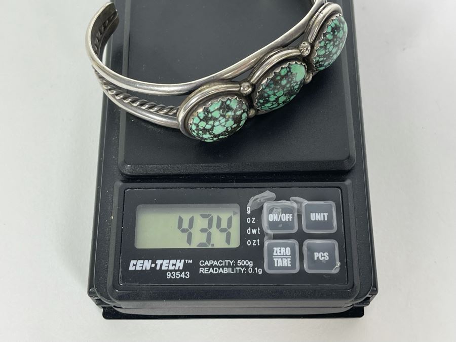 Native American Sterling Silver Turquoise Cuff Bangle 2.5W 43.4g [Photo 14]