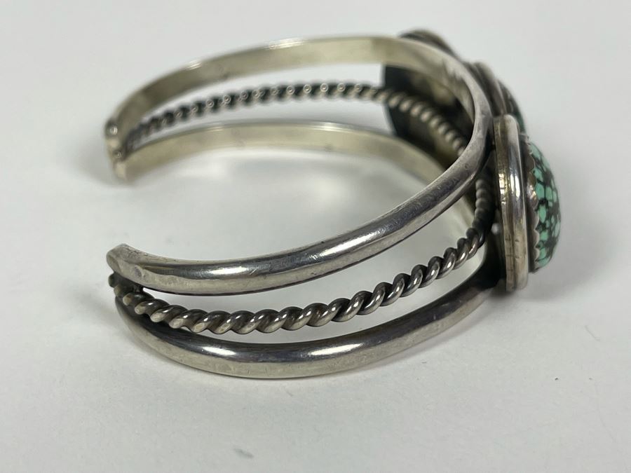 Native American Sterling Silver Turquoise Cuff Bangle 2.5W 43.4g [Photo 5]