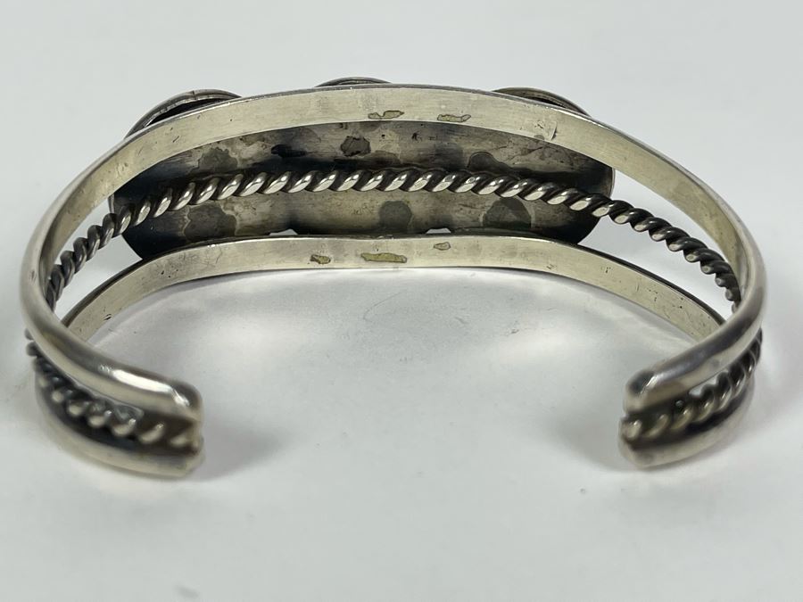 Native American Sterling Silver Turquoise Cuff Bangle 2.5W 43.4g [Photo 6]