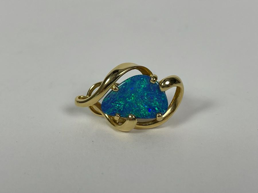 14K Gold Opal Doublet Earring 4.6g [Photo 7]