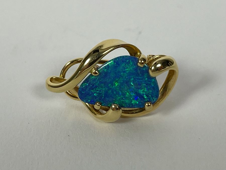 14K Gold Opal Doublet Earring 4.6g [Photo 2]