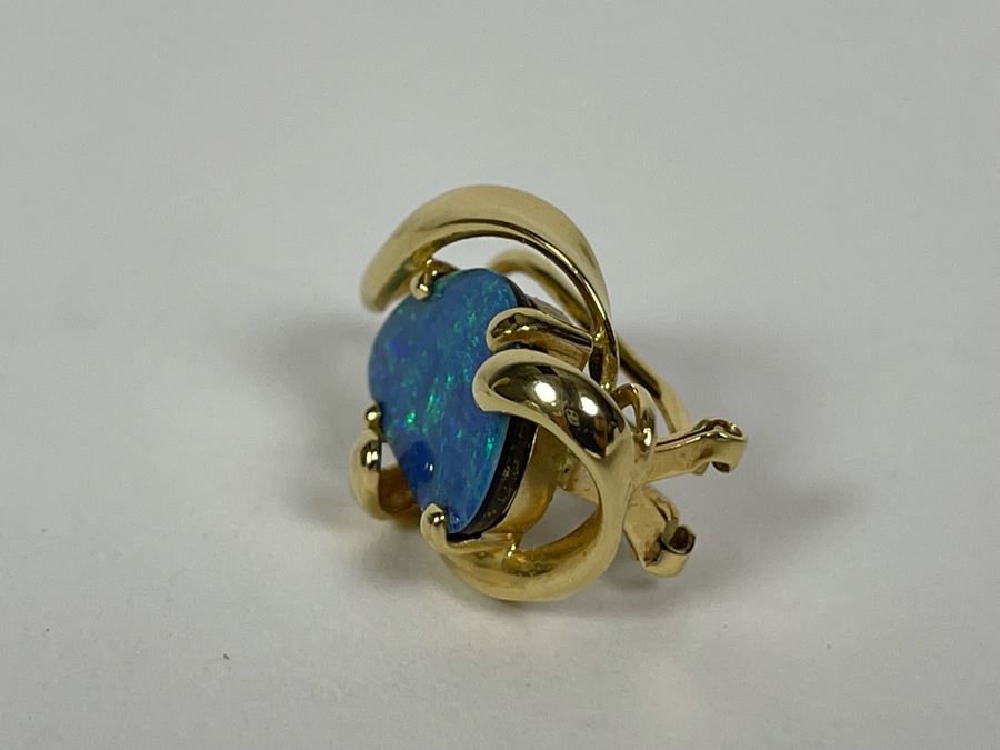 14K Gold Opal Doublet Earring 4.6g [Photo 3]