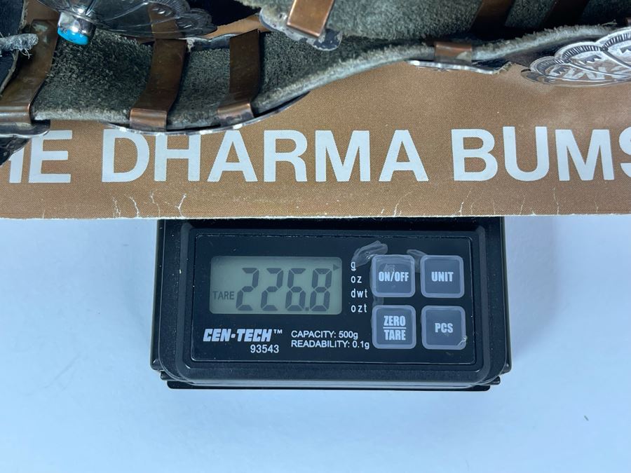 Native American Sterling Silver Turquoise Concho Belt 32'-34' 226.8g [Photo 19]