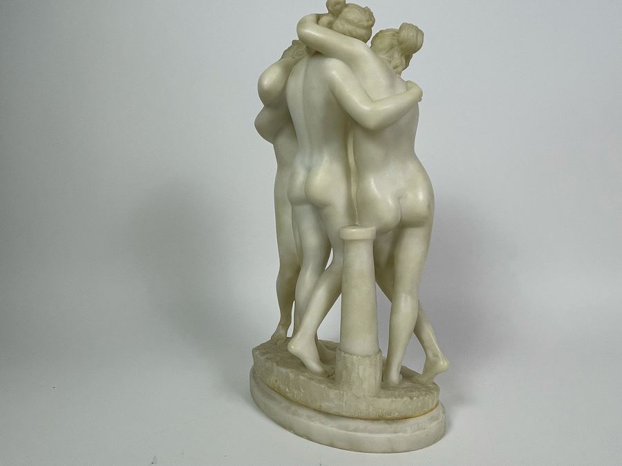 Carved Stone Sculpture After Antonio Canova 'The Three Graces' 8W X 5D X 14.5H [Photo 14]