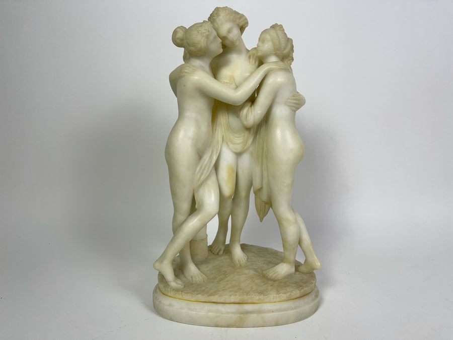 Carved Stone Sculpture After Antonio Canova 'The Three Graces' 8W X 5D X 14.5H [Photo 4]