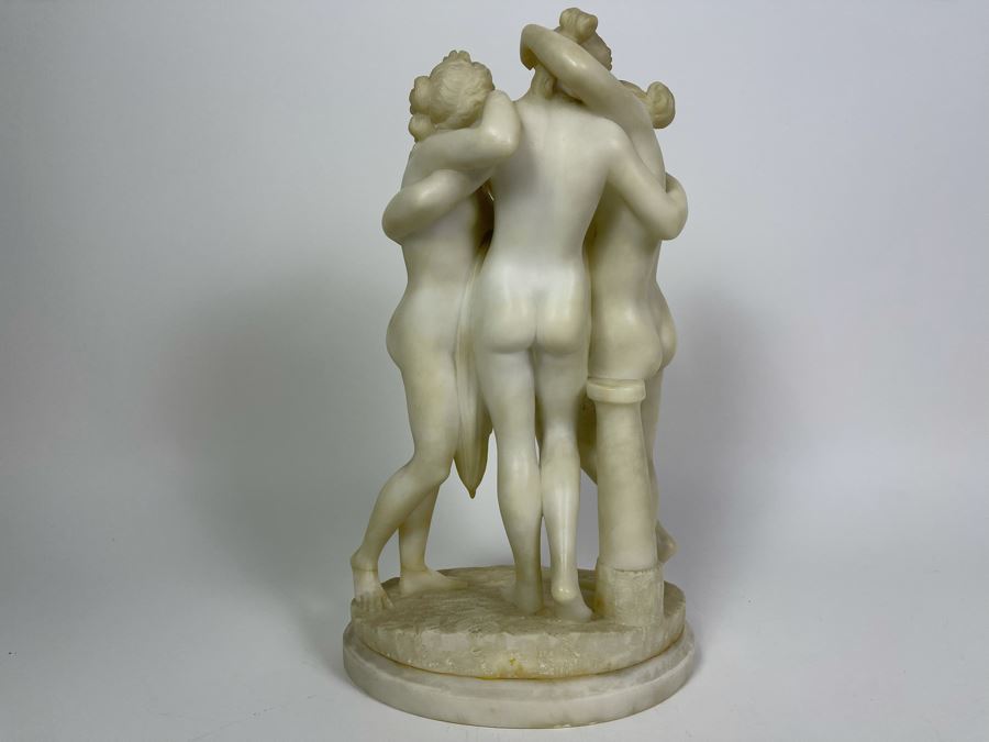 Carved Stone Sculpture After Antonio Canova 'The Three Graces' 8W X 5D X 14.5H [Photo 9]