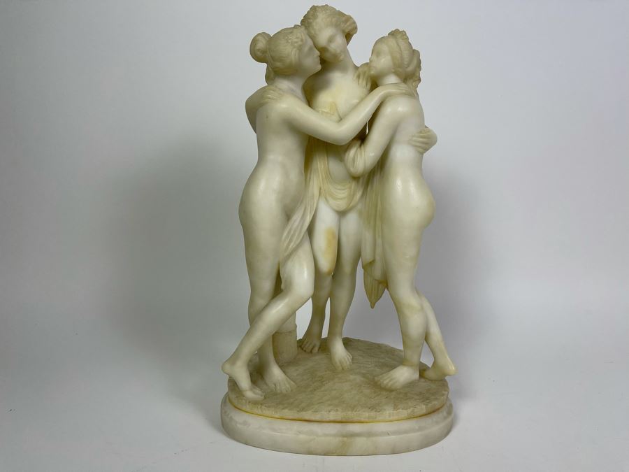 Carved Stone Sculpture After Antonio Canova 'The Three Graces' 8W X 5D X 14.5H [Photo 2]