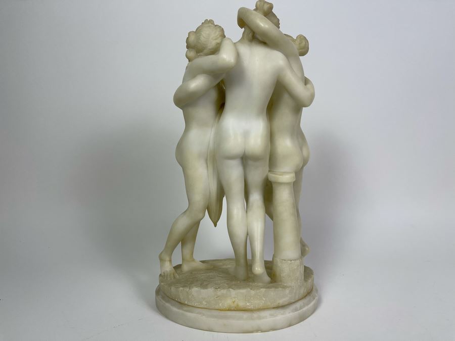 Carved Stone Sculpture After Antonio Canova 'The Three Graces' 8W X 5D X 14.5H [Photo 10]