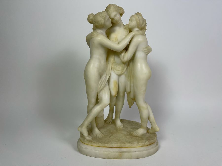 Carved Stone Sculpture After Antonio Canova 'The Three Graces' 8W X 5D X 14.5H [Photo 3]