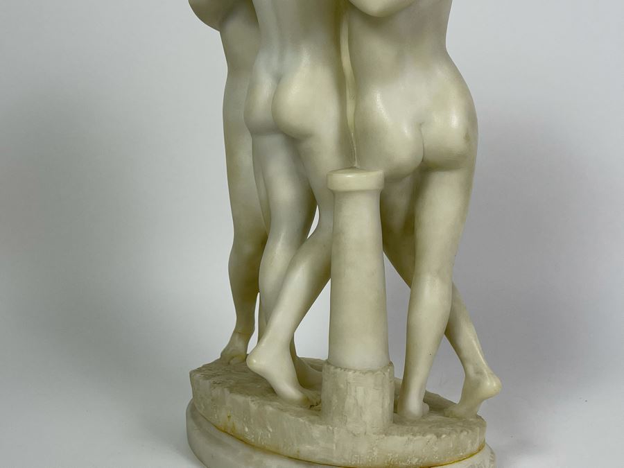 Carved Stone Sculpture After Antonio Canova 'The Three Graces' 8W X 5D X 14.5H [Photo 13]