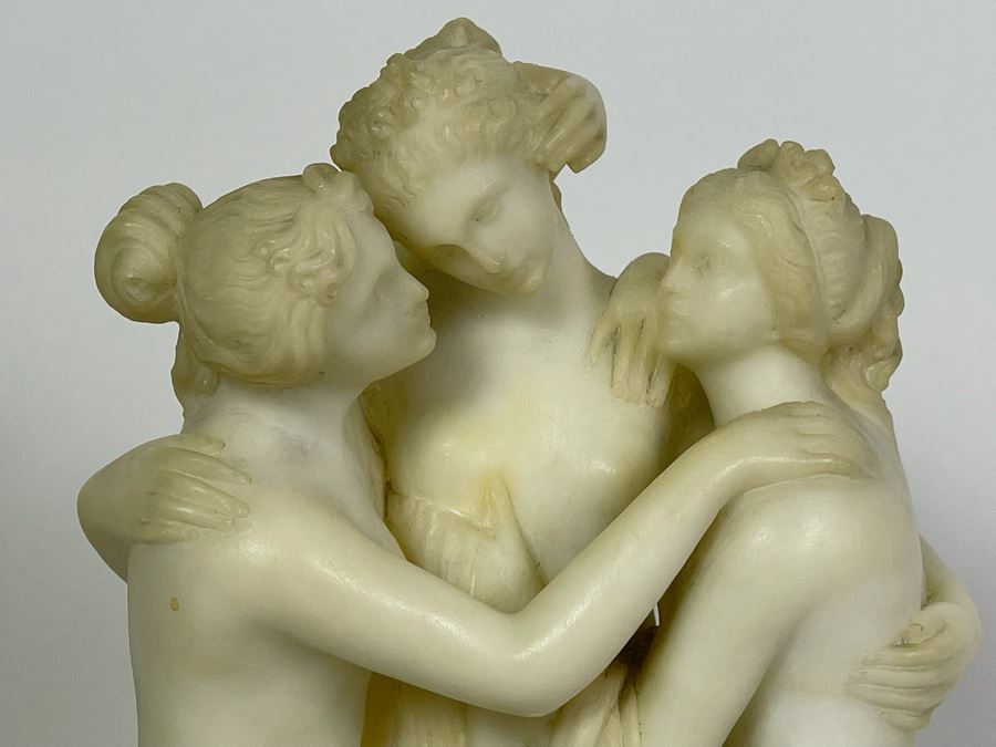 Carved Stone Sculpture After Antonio Canova 'The Three Graces' 8W X 5D X 14.5H [Photo 5]