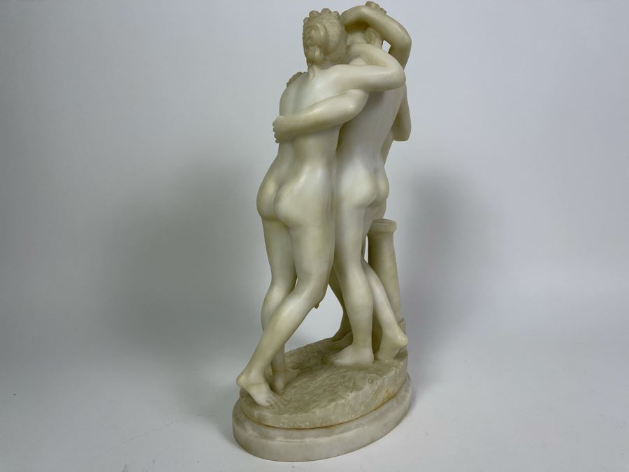 Carved Stone Sculpture After Antonio Canova 'The Three Graces' 8W X 5D X 14.5H [Photo 11]