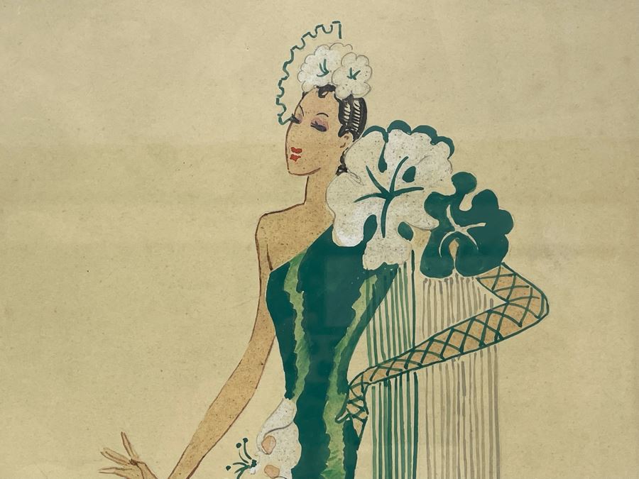 Vintage Original Costume Drawing 12 X 16.5 [Photo 4]