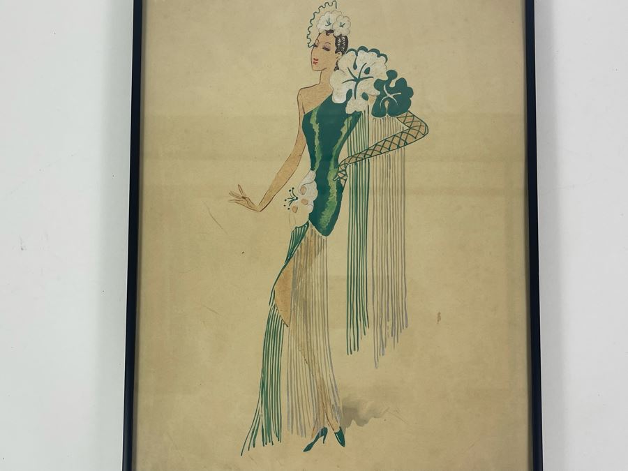 Vintage Original Costume Drawing 12 X 16.5 [Photo 2]