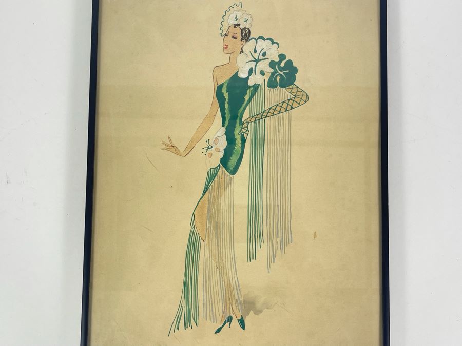 Vintage Original Costume Drawing 12 X 16.5 [Photo 3]