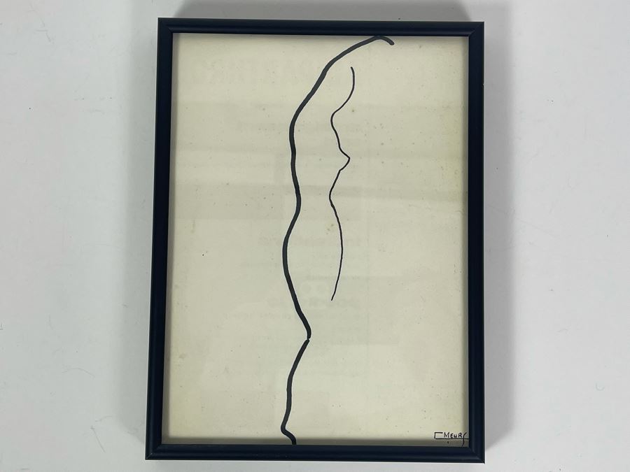 Original Nude Line Drawing C Meurs 7.5 X 10 [Photo 2]