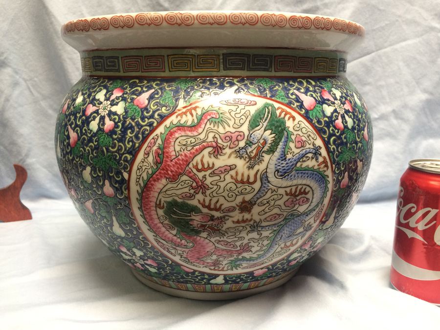 Vintage Chinese Fish Bowl Or Jardiniere [Photo 34]