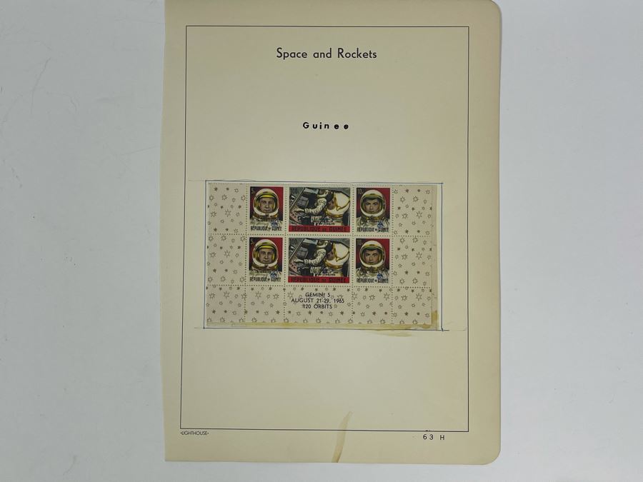 Mint Mid-Century Space Age Gemini 5 Stamps From Guinee [Photo 5]