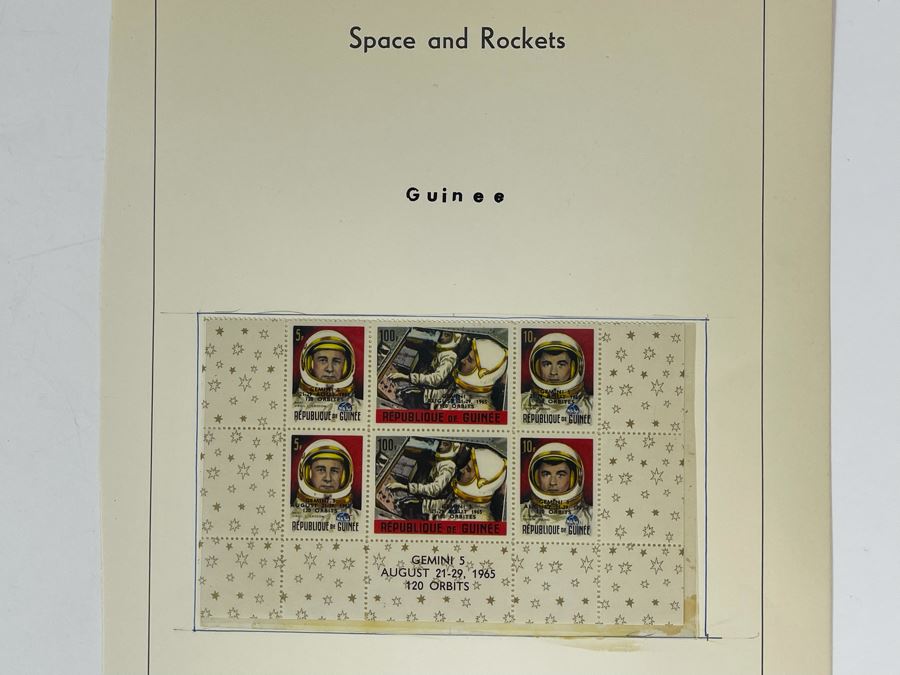 Mint Mid-Century Space Age Gemini 5 Stamps From Guinee [Photo 2]