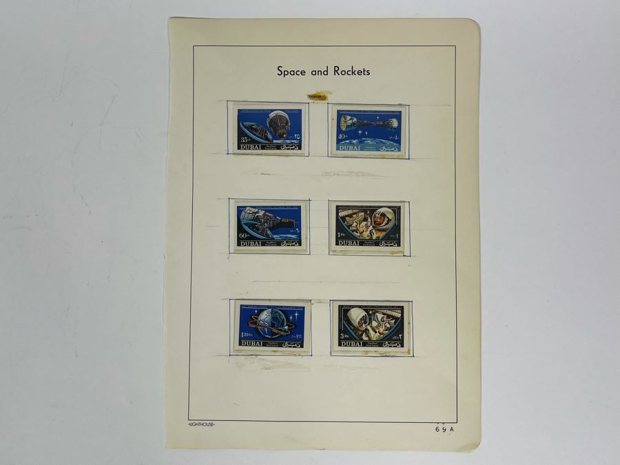 Mint Mid-Century Space Age Imperforate Stamps From Dubai Rendezvous In Space 1965 [Photo 2]
