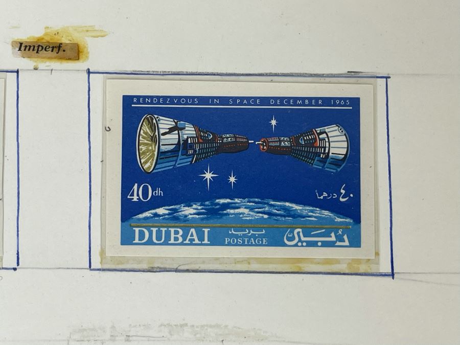 Mint Mid-Century Space Age Imperforate Stamps From Dubai Rendezvous In Space 1965 [Photo 9]