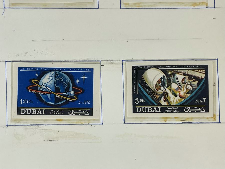 Mint Mid-Century Space Age Imperforate Stamps From Dubai Rendezvous In Space 1965 [Photo 5]
