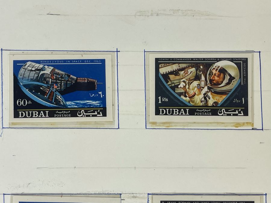 Mint Mid-Century Space Age Imperforate Stamps From Dubai Rendezvous In Space 1965 [Photo 4]