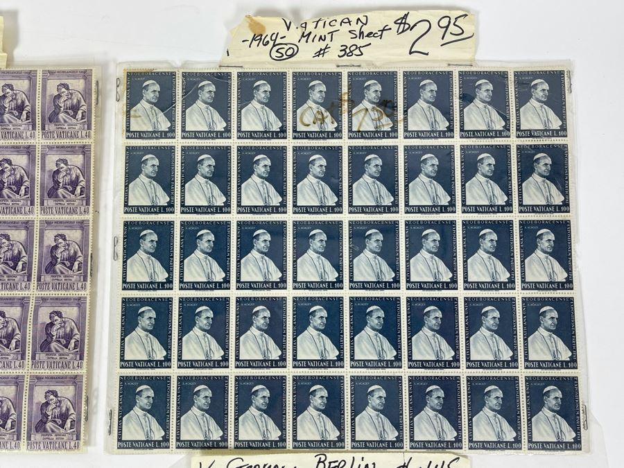 Mid-Century Mint Stamp Sheets From The Vatican, Belgium And Germany Berlin [Photo 3]
