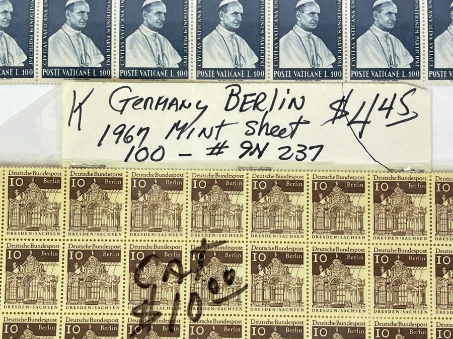 Mid-Century Mint Stamp Sheets From The Vatican, Belgium And Germany Berlin [Photo 12]