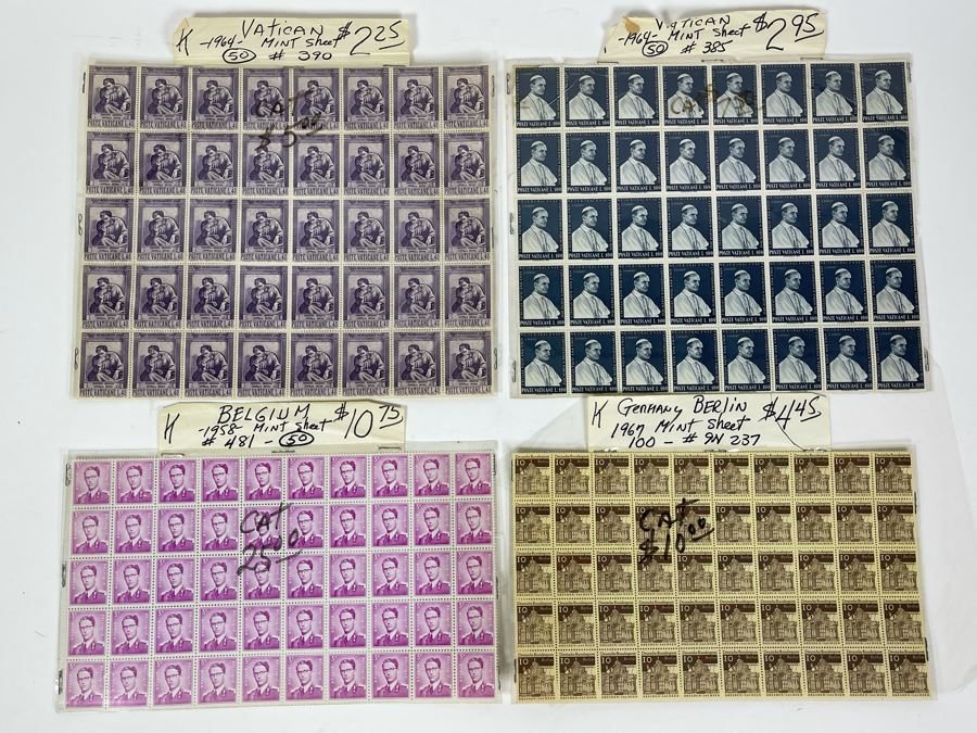 Mid-Century Mint Stamp Sheets From The Vatican, Belgium And Germany Berlin [Photo 2]