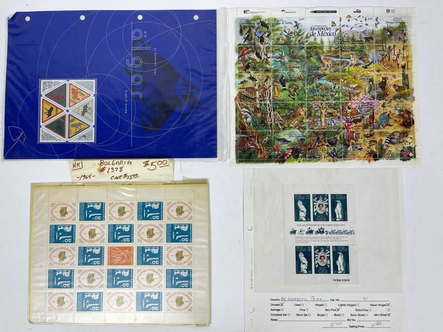 Mid-Century Mint Stamp Sheets From Bulgaria, House Of Questa, Mexico [Photo 1]