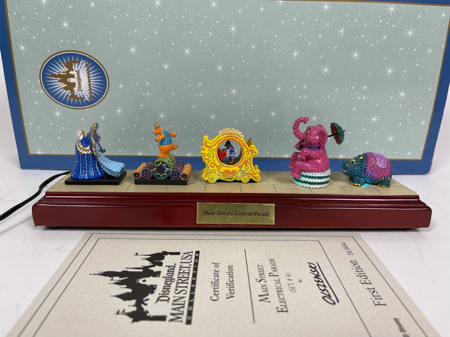 HAND SIGNED Robert Olszewski Disneyland Main Street, USA Collection: First Edition Main Street Electrical Parade (Set #4) By Robert Olszewski Disney Theme Park Attraction Miniature Model With Box And COA 10.75W X 2.75D X 3H DL0604 (Double Signed) [Photo 2]