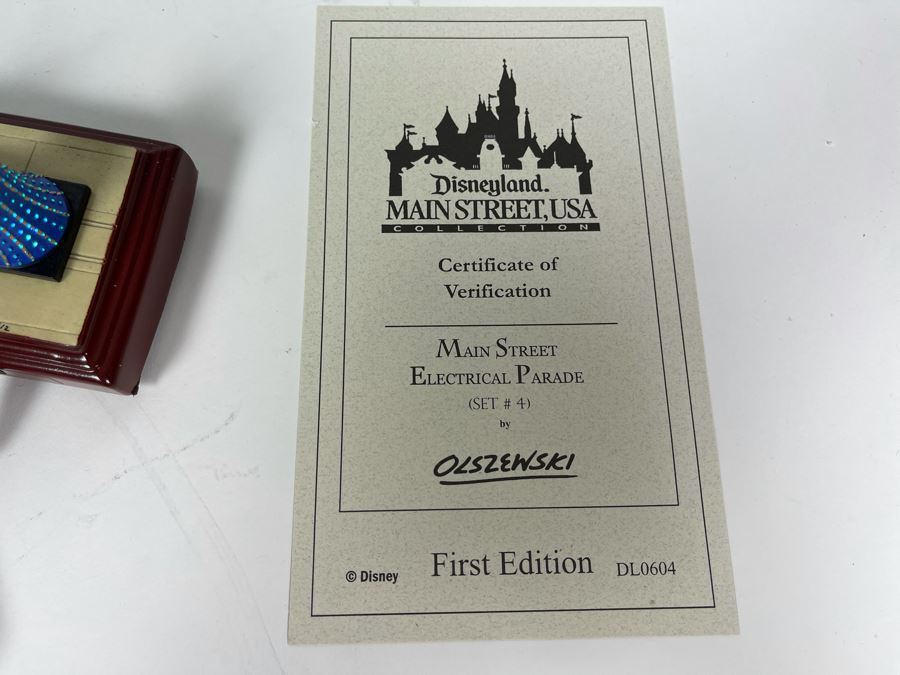 HAND SIGNED Robert Olszewski Disneyland Main Street, USA Collection: First Edition Main Street Electrical Parade (Set #4) By Robert Olszewski Disney Theme Park Attraction Miniature Model With Box And COA 10.75W X 2.75D X 3H DL0604 (Double Signed) [Photo 13]