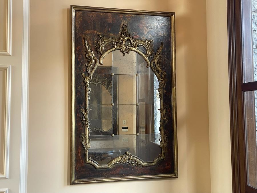 Large Exquisite Wooden Wall Mirror With Antiqued Glass 45'W X 70.5'H (1 Of 2) [Photo 3]