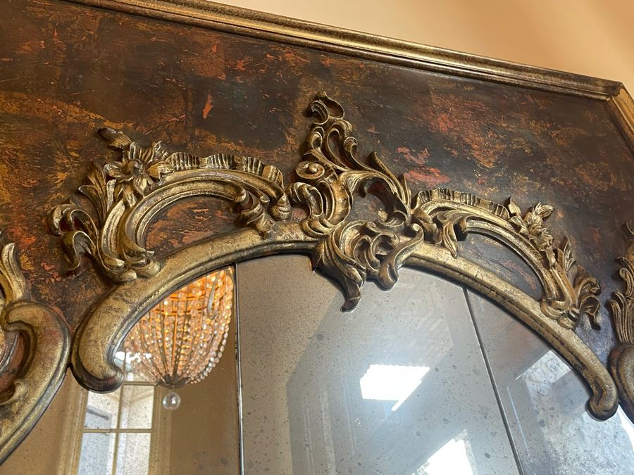 Large Exquisite Wooden Wall Mirror With Antiqued Glass 45'W X 70.5'H (1 Of 2) [Photo 7]