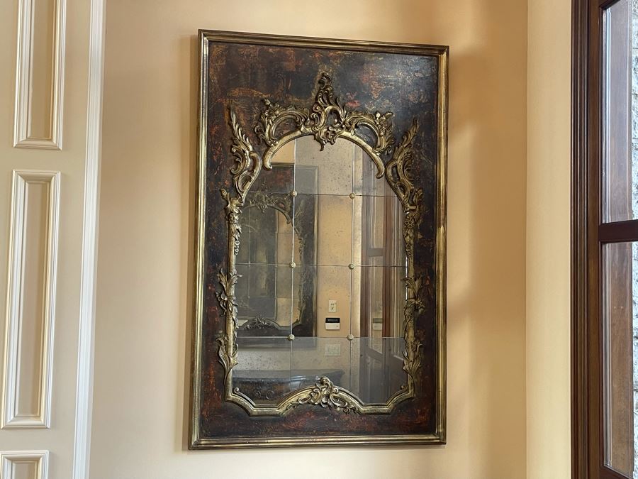 Large Exquisite Wooden Wall Mirror With Antiqued Glass 45'W X 70.5'H (1 Of 2) [Photo 4]