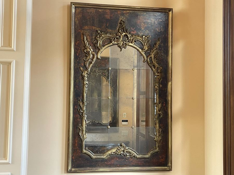 Large Exquisite Wooden Wall Mirror With Antiqued Glass 45'W X 70.5'H (1 Of 2) [Photo 5]