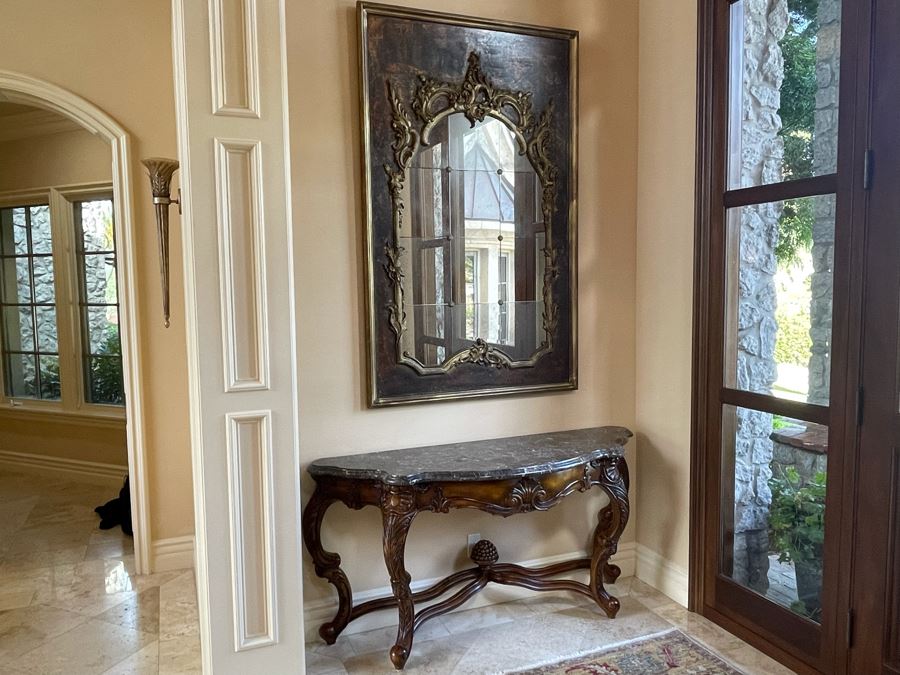 Large Exquisite Wooden Wall Mirror With Antiqued Glass 45'W X 70.5'H (1 Of 2) [Photo 12]